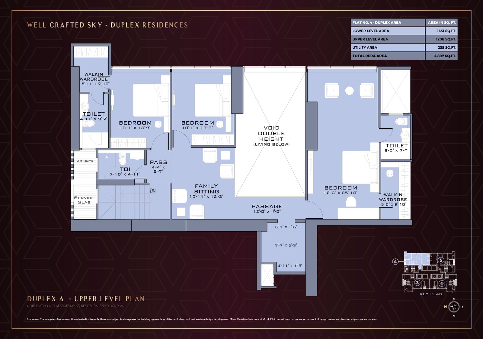 Duplex A - Upper level plan